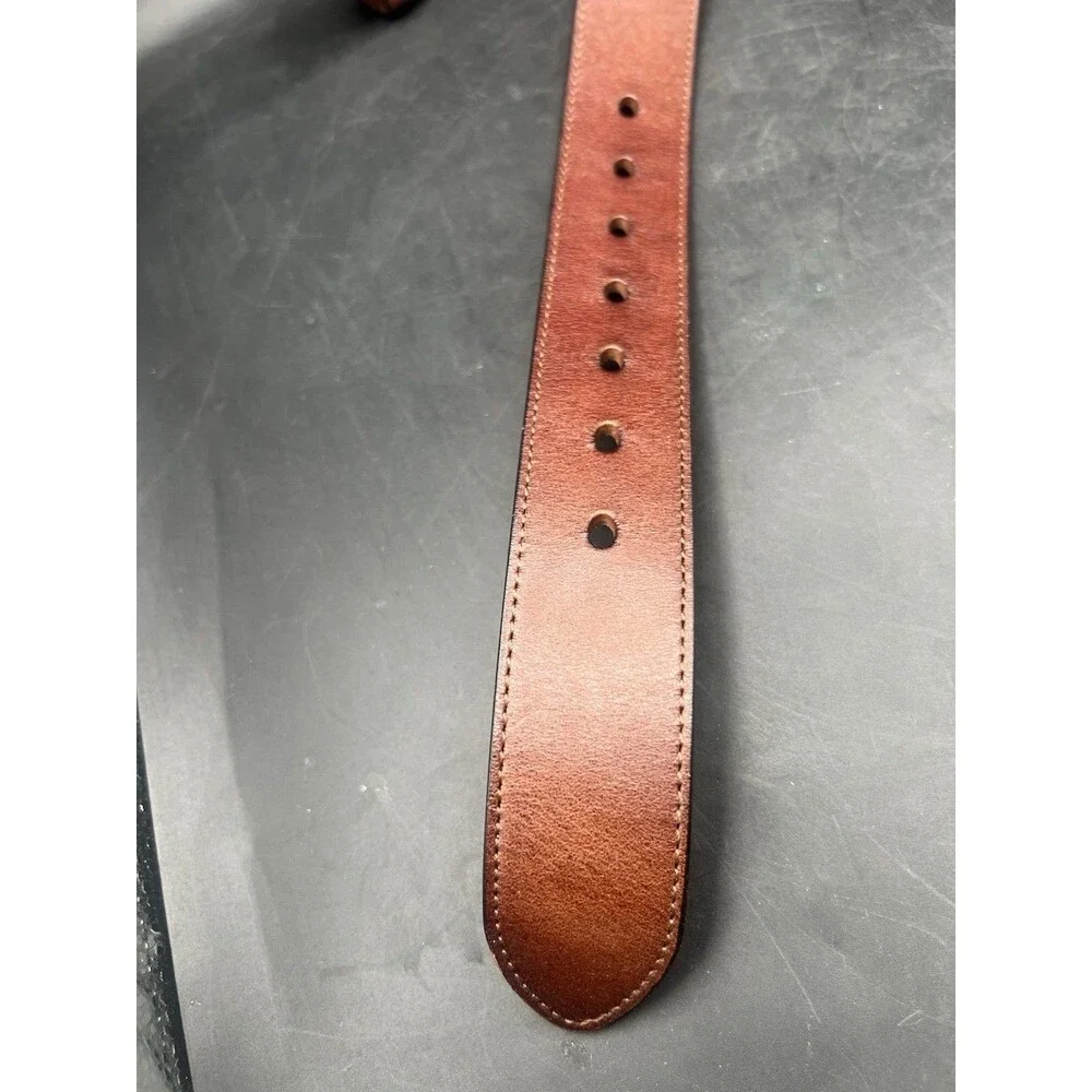 WOLFANT Mens Italian Full Grain Leather Belt Brown XL 55” New in Box